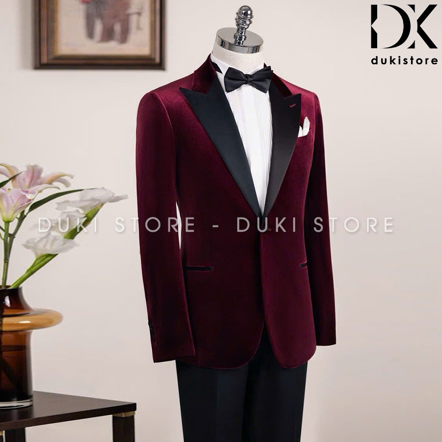 Bộ áo vest nam 1 cúc tuxedo màu nhung đỏ cao cấp DKA0192 bo-ao-vest-nam-1-cuc-tuxedo-mau-nhung-do-dep-DKA0192